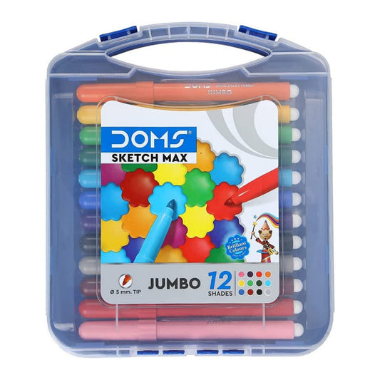 DOMS Sketch Max Non-Toxic Jumbo Sketch Pen Set with Plastic Carry Case