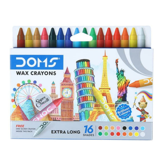 DOMS Non-Toxic Extra Long Wax Crayon Set in Cardboard Box