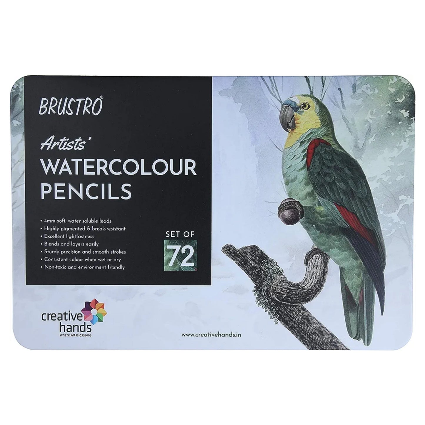 Brustro Artists Watercolour Pencil Set of 72 in Elegant tin Box