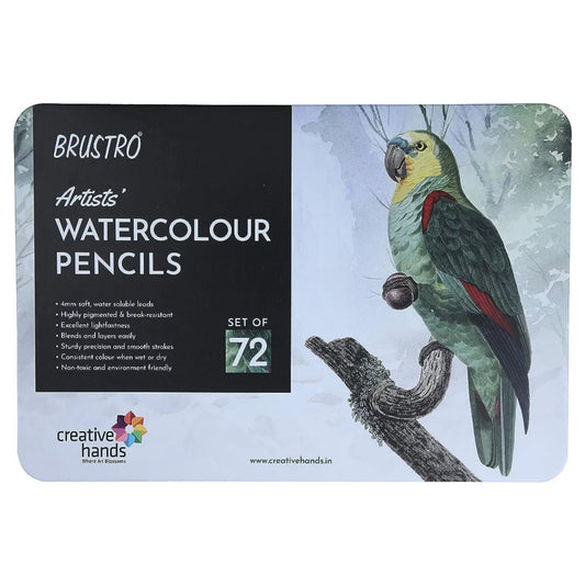 Brustro Artists Watercolour Pencil Set of 72 in Elegant tin Box