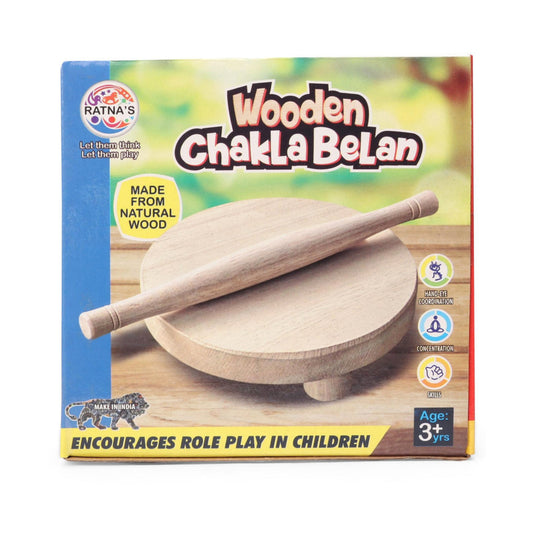 Ratna's Wooden Chakla Belan Set for Kids | Made up of Soft Wood, fine Finish and Durable|