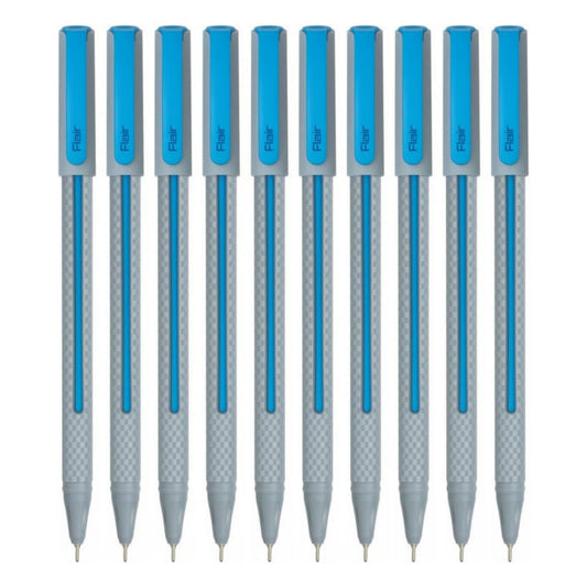 Flair Yolo Ball Pen | 0.6 mm Tip Size | Light Weight Sleek Body With Smooth Performance | Low-Viscosity Ink For Smudge Free Writing | Blue Ink, Set Of 10