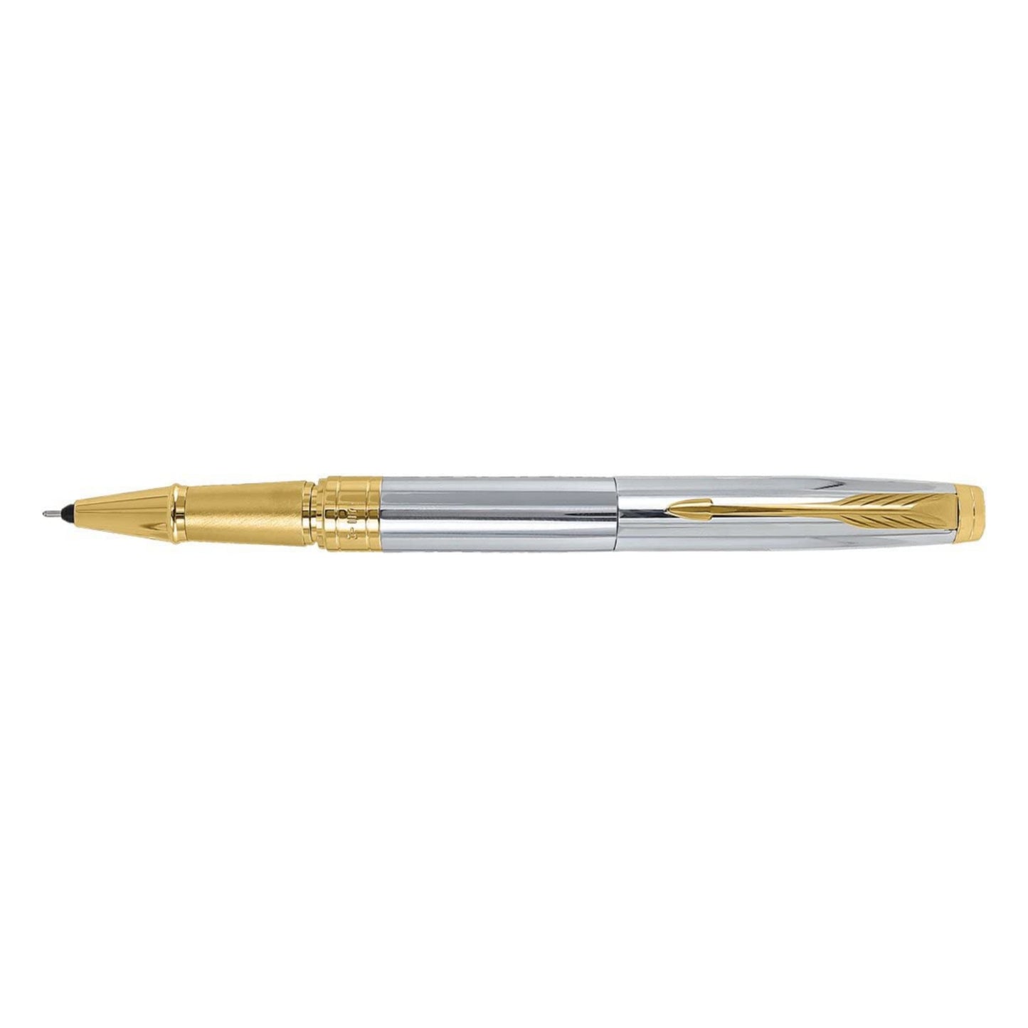 Parker Aster Shiny Chrome Gold Trim Roller Ball Pen