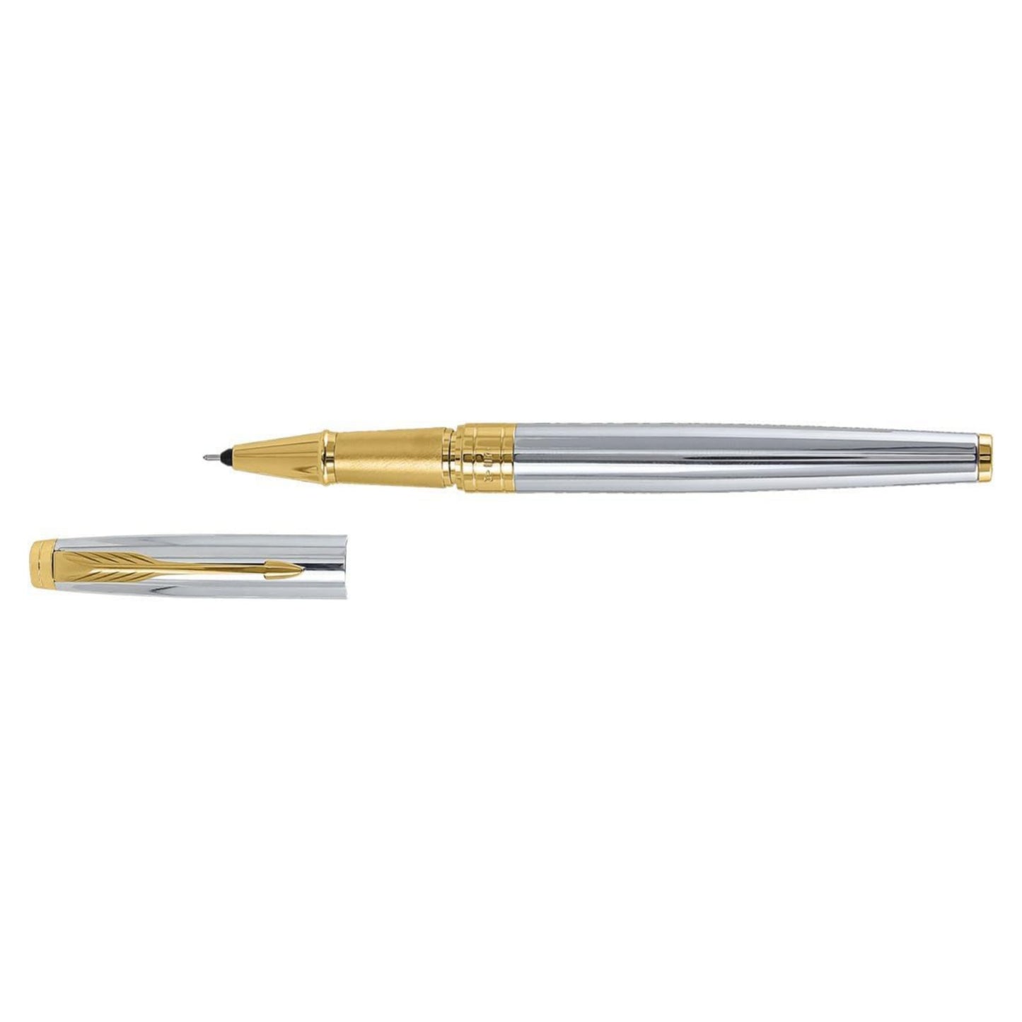 Parker Aster Shiny Chrome Gold Trim Roller Ball Pen