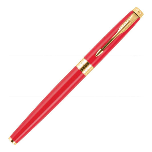 Parker Aster Matte Red Gold Trim Roller Ball Pen