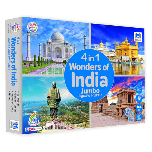 Ratna's 4 in 1 Wonders of India Jumbo Jigsaw Puzzle (4 x 99 Pieces) Size 36 x 28.5 cm for Each Puzzle Educational Toy for Kids 5+ Years