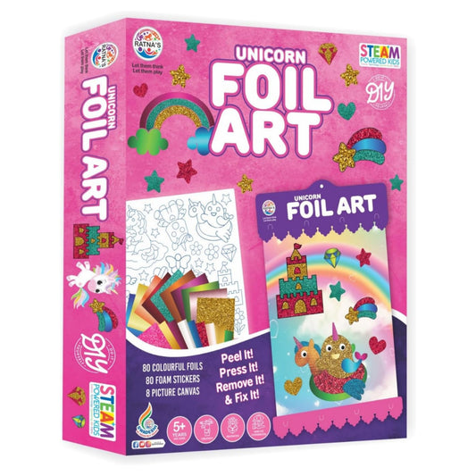Ratna's Unicorn Foil Art DIY Creative Activity Kit, STEAM Powered Art & Craft Activity - Foil Fun Craft Kits & Supplies for Boys & Girls 5+ Years