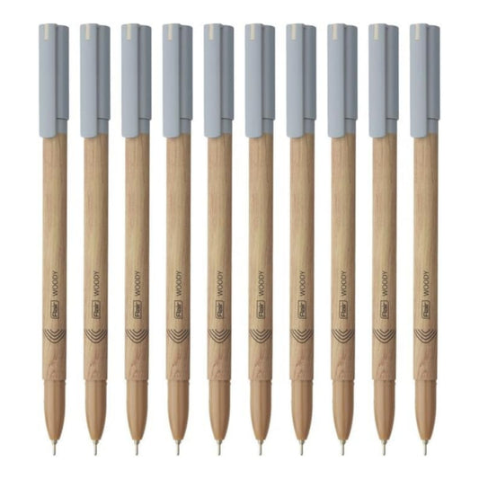 Flair Woody 0.7mm Ball Pen | Attractive Woody Design | Smooth Ink Flow System With Low-Viscosity Ink | Smudge Free Writing | Black Ink - Pack of 10 Pens