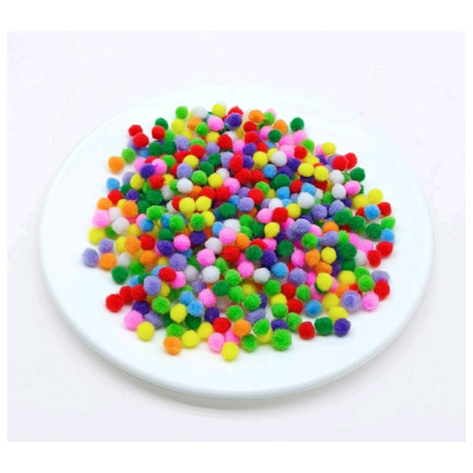 Craft Pom Pom Ball 1 Cm Assorted Colorful - 1000 Pc's