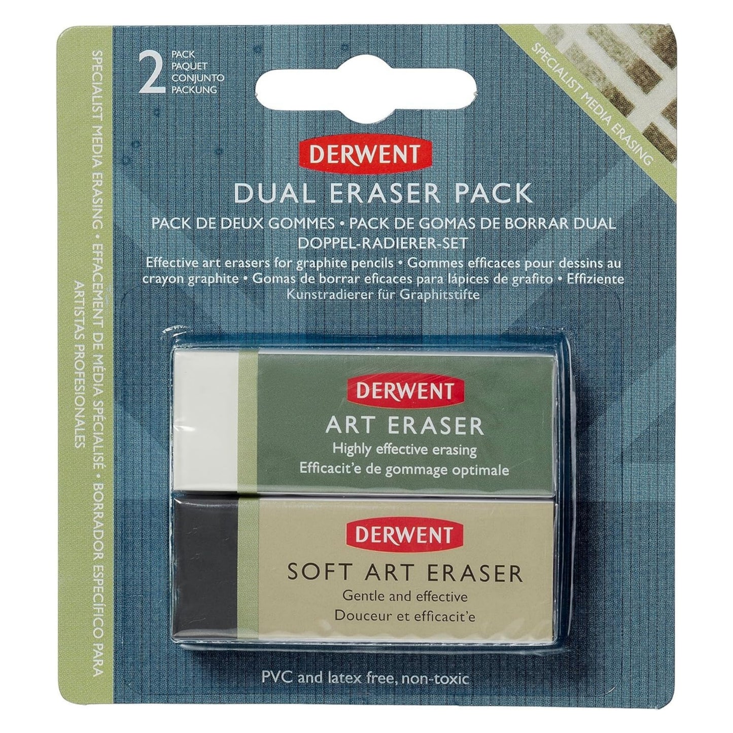 Derwent Dual Eraser Art Eraser and Soft Art Eraser - Pack of 2