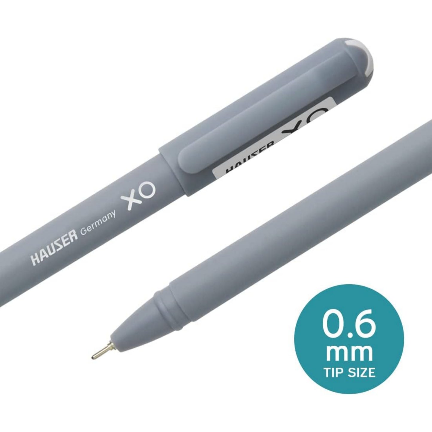 Hauser XO 0.6mm Ball Pen Sleek Body & Minimalistic Design | Matt Finish & Solid Body Type | Low Viscosity Ink With Ultra Durable Tip | Black Ink - Pack of 10 Pens