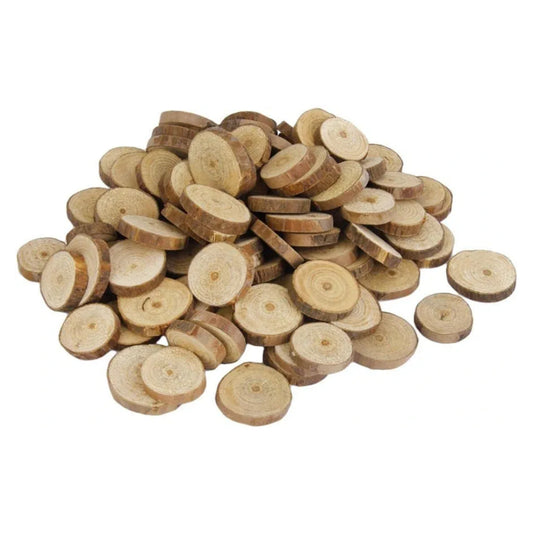 Natural Wooden Slices Round 2.5-3x0.5cm 100 Grams