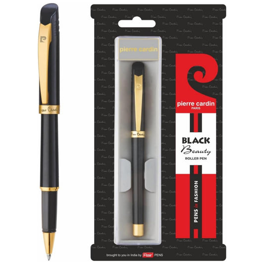 Pierre Cardin Black Beauty Exclusive Metal Roller Pen | Blue Ink | Ideal For Corporate Gifting, Festive Gifting