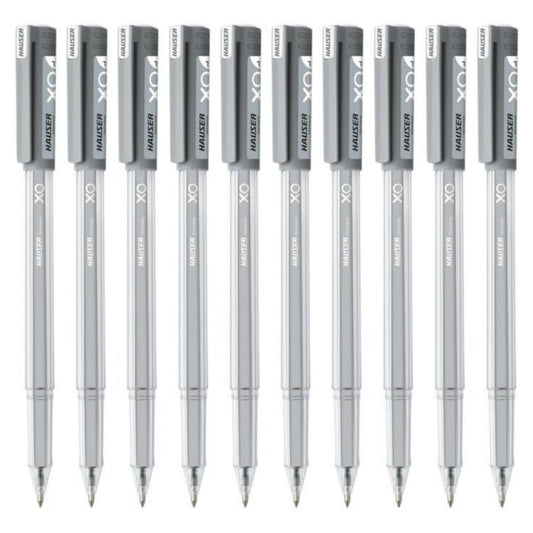 Hauser XO Jumbo 0.6 mm Gel Pen | Quick Dry Ink With Long Writing Jumbo Refill | Transparent Body with Low-Viscosity Ink System, Smooth, Sturdy & Refillable Pen | Black Ink, Pack Of 10 Pens