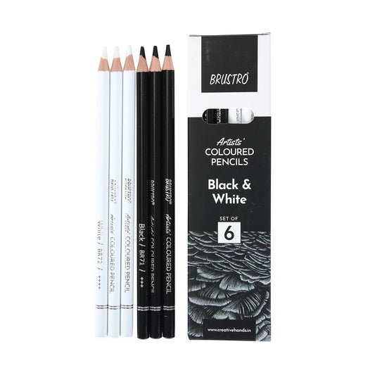 Brustro Artist Coloured Pencils Black & White- Set Of 6