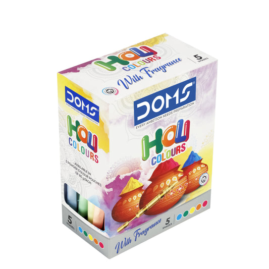 Doms Holi Gulal with Fragrance, Skin-Safe & Non-Toxic (5 Colours of 60 gm Each) Holi Color Powder