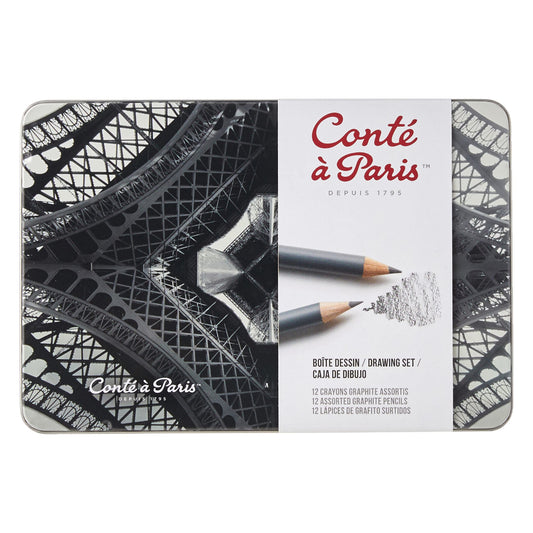 Conté à Paris Artist-Quality Graphite Pencils for Drawing, Writing and Sketching Set of 12