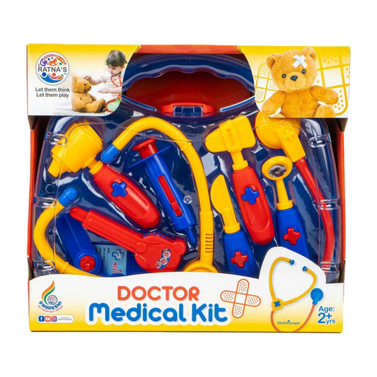 Ratna's Doctor Medical Kit Toys with 8 Different Medical Instruments Along with Portable Medical Clinic Suitcase | Doctor Set Pretend Play | A Perfect Role Play Toy for Kids 3+ Years