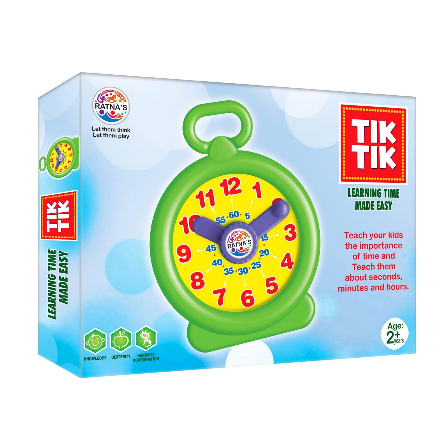 Ratna's TIK Clock for Kids. Teach Your Kid Timing, Let Them Learn Seconds, Minutes and Hours