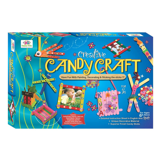 Happy Kidz Creative Candy Craft Hobby Kit | Learn Creativity, Art and Craft, Best Out of Waste with Ice-Cream Sticks Game for Kids | Do it Yourself DIY Craft and Activity Kit for Boy and Girls