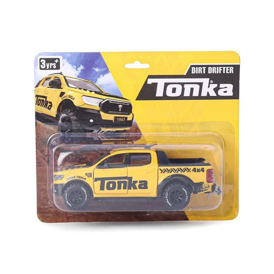 Centy Tonka Dirt Drifter Pull Back Car Toy with Openable Tailgate and Doors for Kids, Boys, Girls