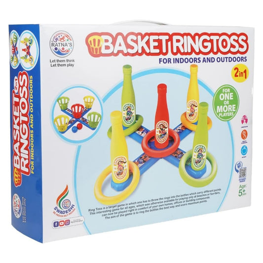 Ratna's 2 in 1 Basket & Bottle Ring toss Party Game for Kids and Adults