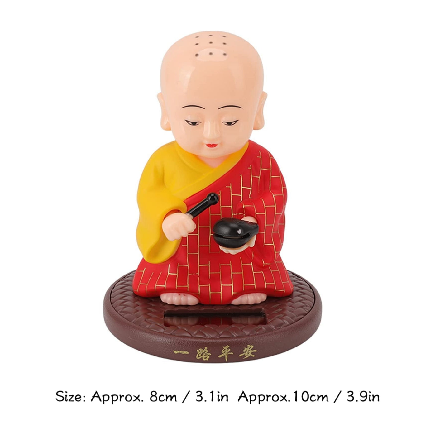 Little Monk Figurine, Solar Chinese Little Buddha Monk Statue, Bring Good Fortune Decoration Ornament, Funny Car Shaking Head Toy, Solar Power Nodding Head Dancing Toy