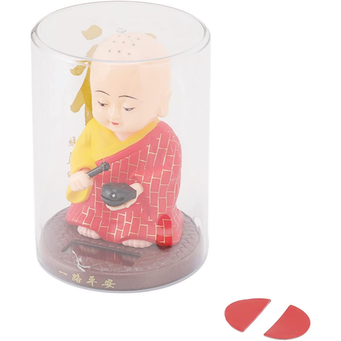 Little Monk Figurine, Solar Chinese Little Buddha Monk Statue, Bring Good Fortune Decoration Ornament, Funny Car Shaking Head Toy, Solar Power Nodding Head Dancing Toy