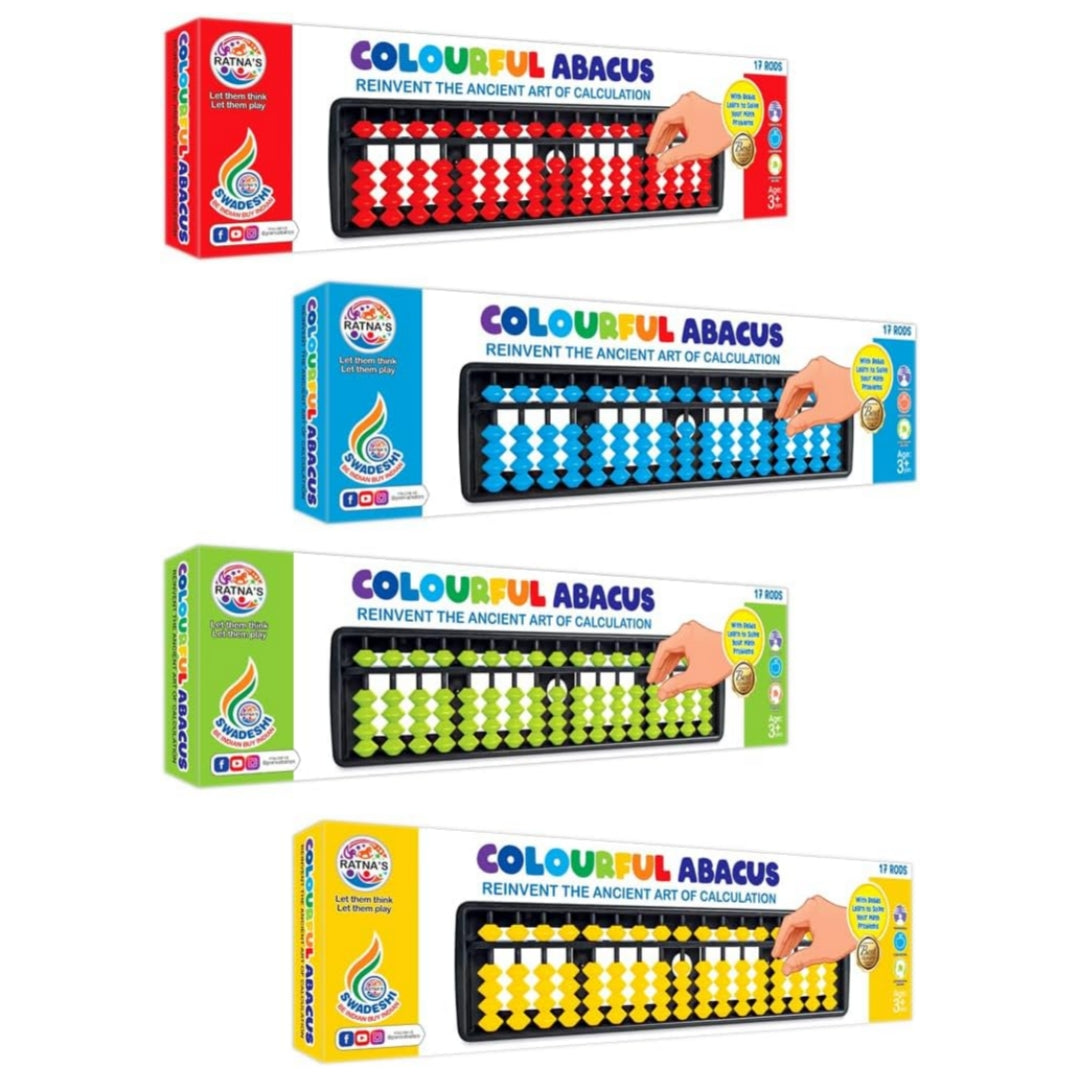 Ratna's Colourful Abacus 17 Rod Tool for Kids Enhance Counting Skills and Mathematics Educational Toy (Multicolor)