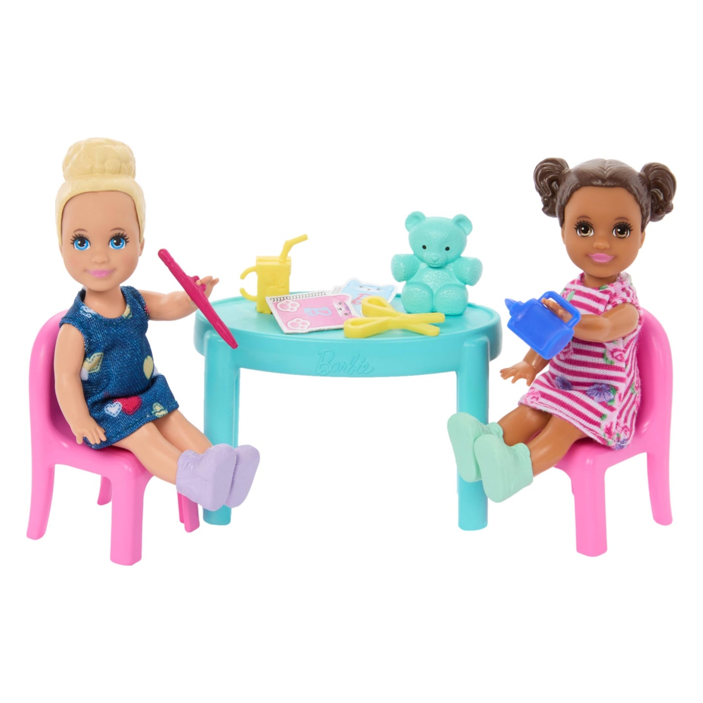 Barbie I Love School Dolls & Accessories, Classroom Playset with Fashion Doll, 2 Small Dolls & 20+ Pieces Including Furniture & Flipping Chalkboard