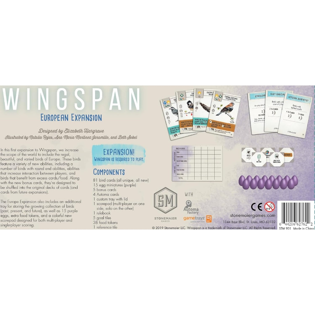 Stonemaier Games Wingspan European Expansion
