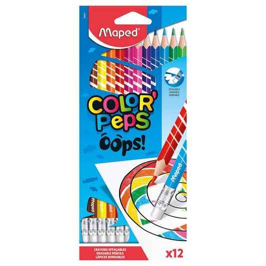 Maped Color'Peps Oops Erasable Color Pencils Set - Pack of 12