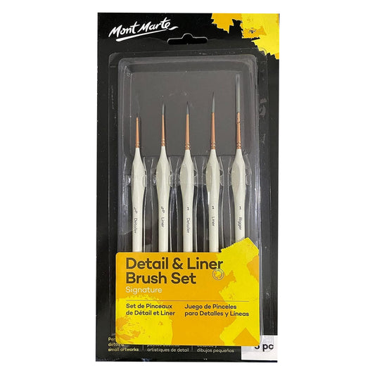 Mont Marte Detail & Liner Taklon Brush Set (Set of 5, White)