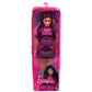 Barbie Fashionistas Doll #188, Curvy, Black Hair, Pink & Black Checkered Dress, Love Necklace, Pink Sneakers, Toy for Kids Ages 3 and Up