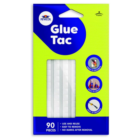 Fevicol Glue Tac 90pcs, 50g - Reusable, Removable, Mouldable Glue | For Decorating, Crafting, Organising | Art & Craft |Easy to Tear | Ideal for Kids, Hobbyists, School