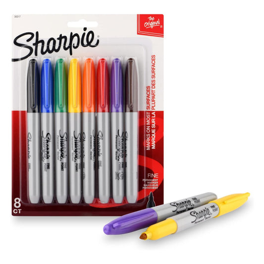 SHARPIE Assorted Permanent Marker with Fine Tip for Precise Writing |Suitable for Multipurpose Usage| Smudge Free | Office Stationery Items | Pack of 8