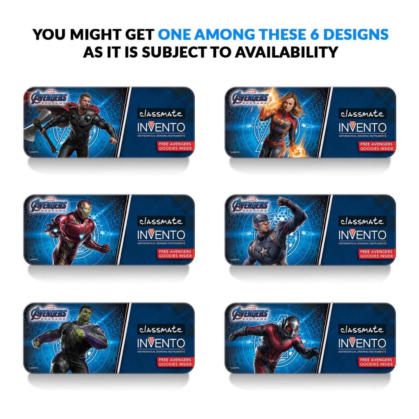Classmate Invento Geometry Box| Rust Resistant Instruments | Available in your Favourite Avengers Characters