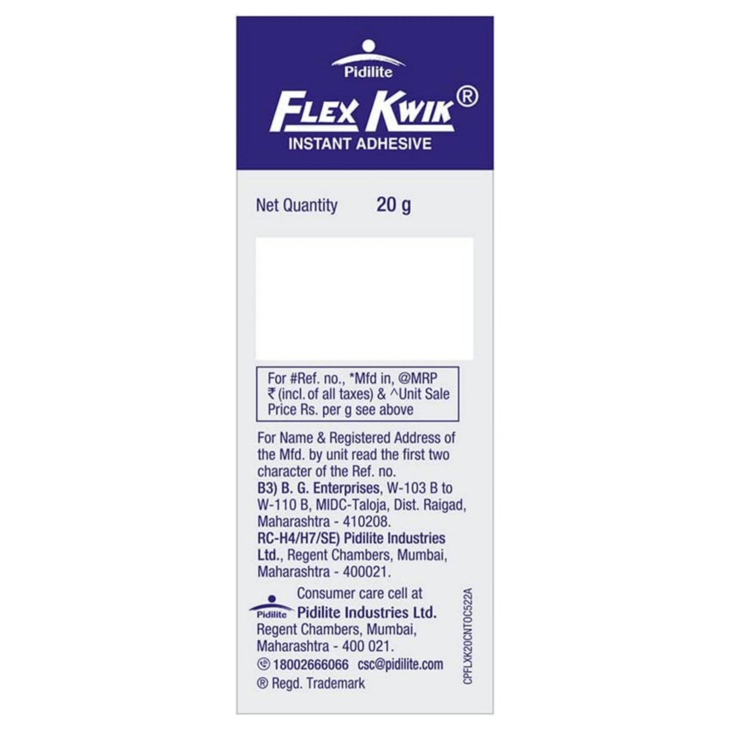 Pidilite Flex Kwik Instant Adhesive Fast Bonding for Flex and PVC Doors (20g)