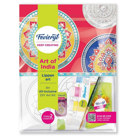 Pidilite Fevicryl Lippan Art Kit: Complete DIY Set, Includes Wooden Boards, Acrylic Paints, Mirror Packets, Brushes, OHP Sheets, Mouldit, and Glue! Ideal for hobbyists