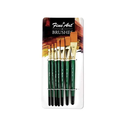 Pidilite Fevicryl Fine Art Synthetic Taklon Flat Brush Set of 7 For Painting with Acrylic, Watercolours, Oil Colours (Sizes - 1,2,4,6,8,10,12)
