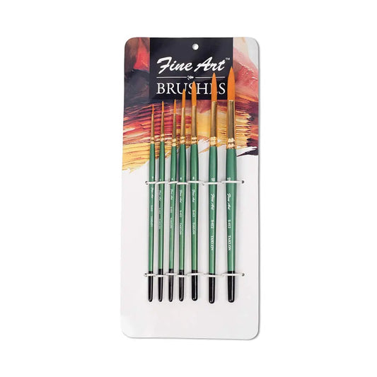 Pidilite Fevicryl Fine Art Synthetic Taklon Round Brush Set of 7 For Painting with Acrylic, Watercolours, Oil Colours (Size: 0,2,4,6,8,10,12)