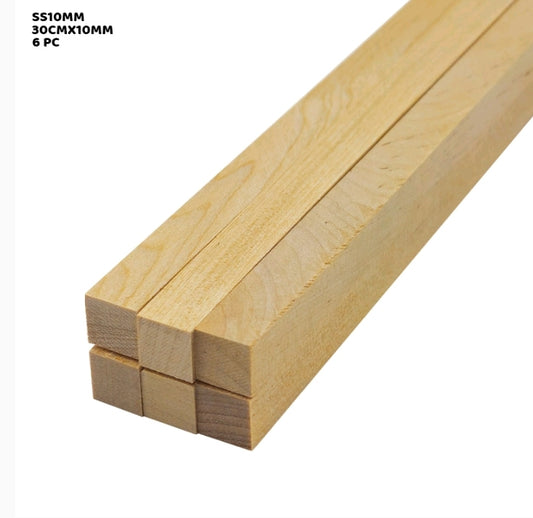 Wooden Stick Square 30CM x 10MM 6 Pcs