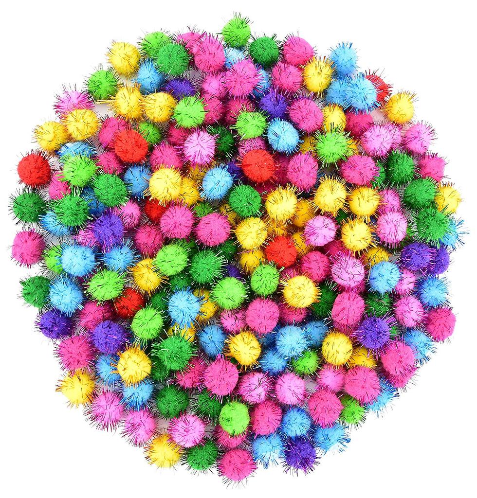 Craft Glitter Pom Pom Ball 1 Cm Assorted Colorful - 1000 Pc's