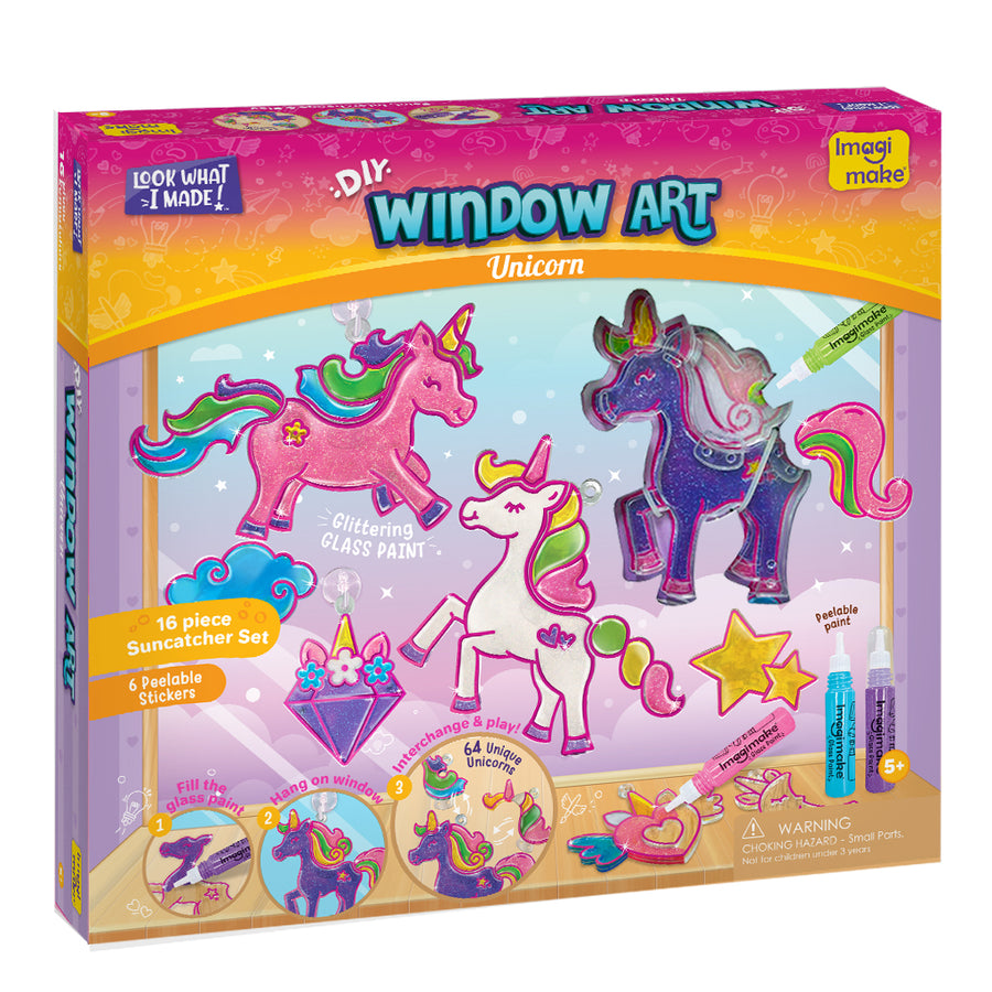 Imagimake Unicorn-Themed Window Art Craft Kit: Glass Painting Set