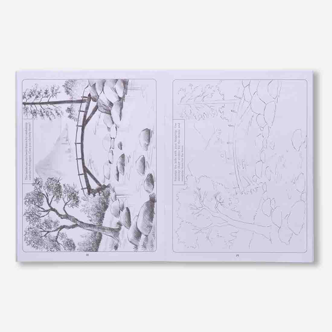 Navneet Learn Pencil Shading Landscape and Objects 1 and 2 – For Elementary Art Prep – How to draw Landscapes - Pack of 2 Books