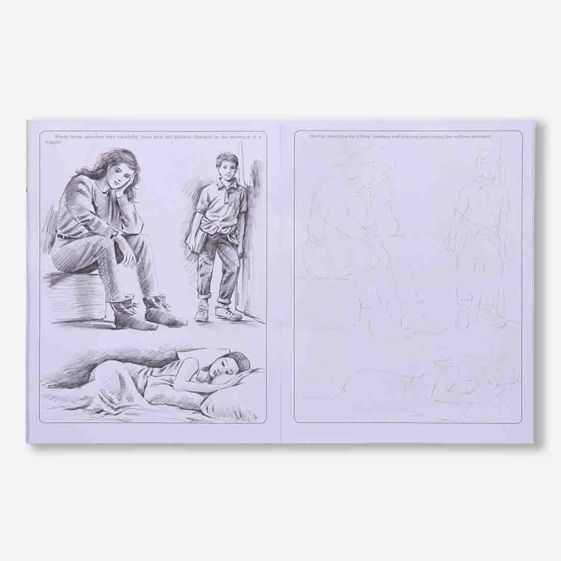 Navneet Learn Pencil Shading Sketching 1 and 2 – For Elementary Art Prep – How to draw sketches - Pack of 2 Books