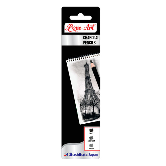 Artline Love Art Charcoal Pencils Soft Medium Hard Set Of 3