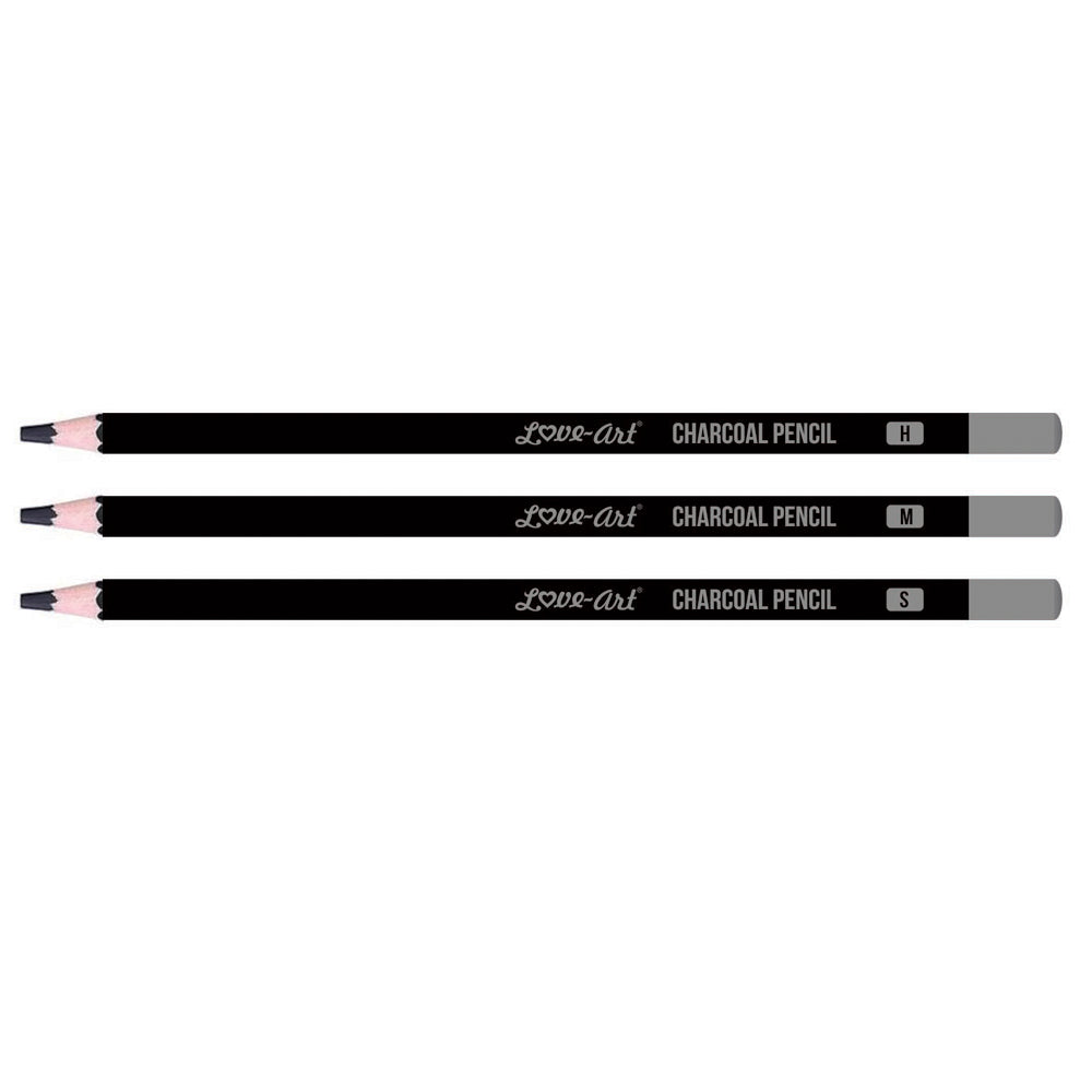 Artline Love Art Charcoal Pencils Soft Medium Hard Set Of 3