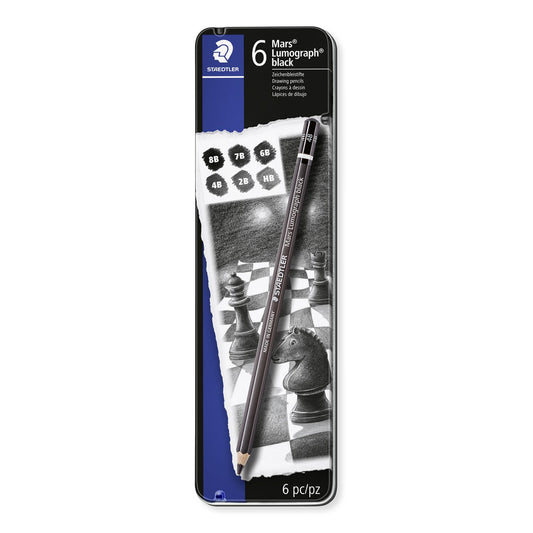 Staedtler Mars Lumograph Black Artists Pencils Set Of 6