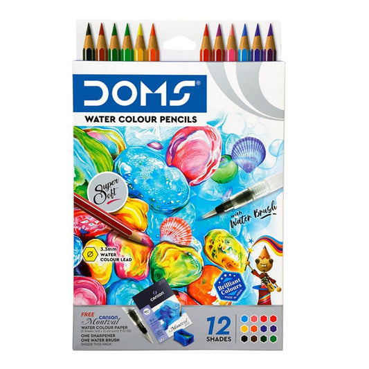 DOMS Super Soft Hexagonal Pre-Sharpened Water Soluble Colour Pencils

- 12 Shades